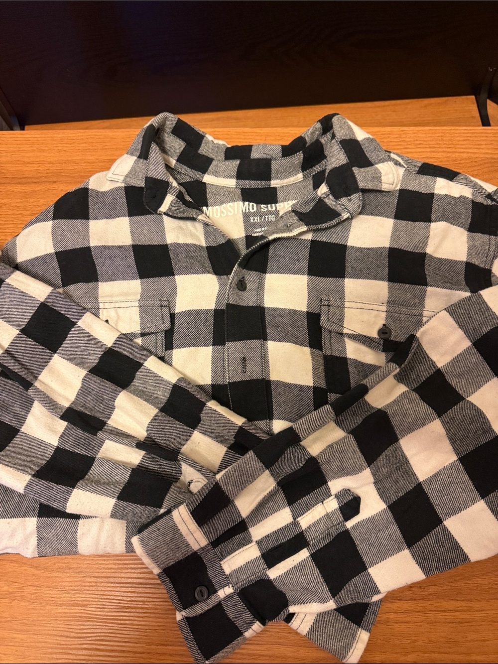 Mossimo Supply Co. Black and White Buffalo Plaid Button-Up Shirt